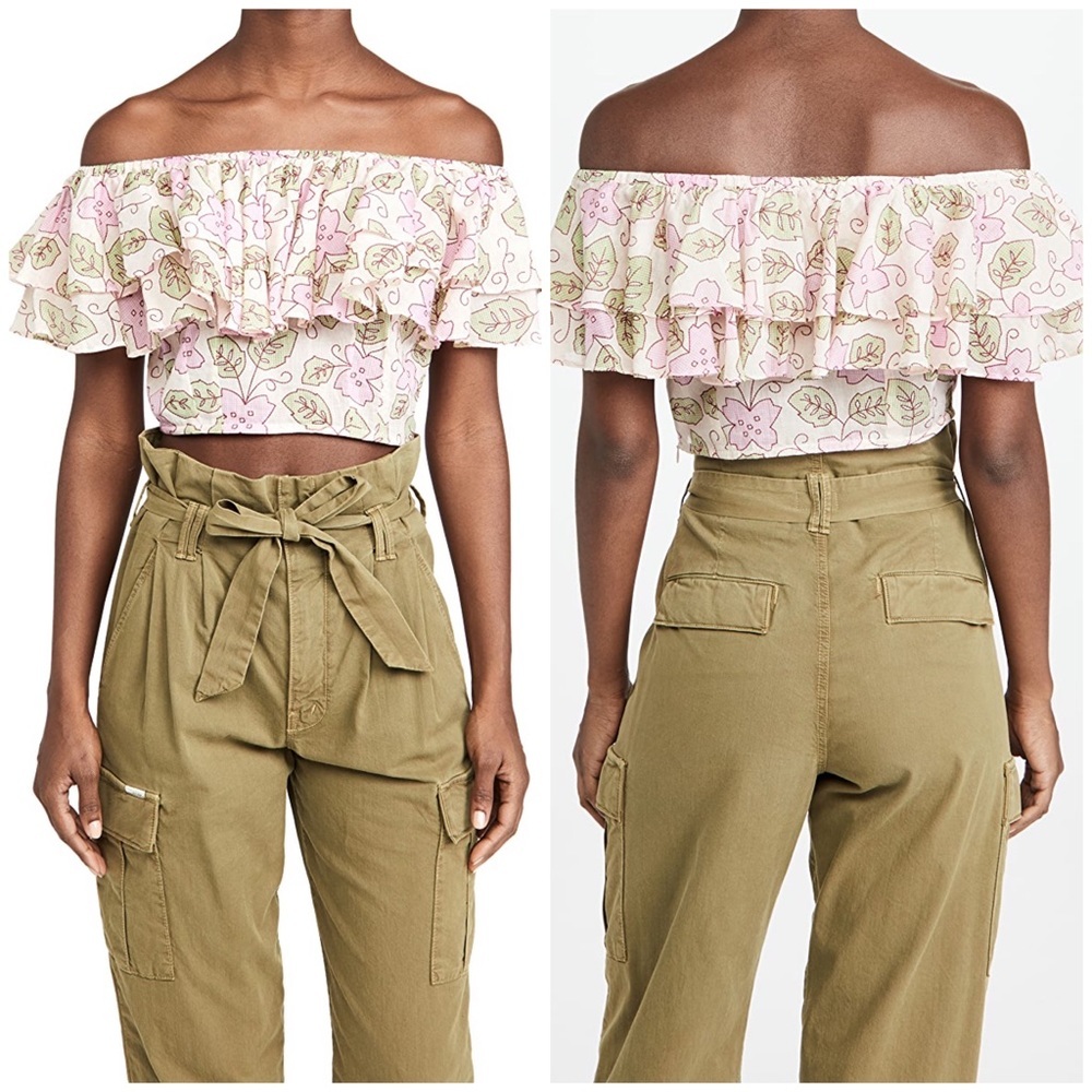 NWT Banjanan Evelyn Top XS Familia Flor Ecru